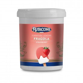 COPERTURA FRAGOLA Prodotti Rubicone | scatola da 6 kg. - 4 secchielli da 1,5 kg. | Copertura per gelato su stecco al gusto di Fr