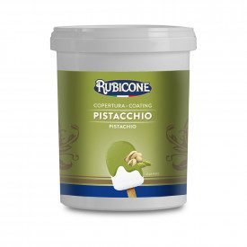 Buy online PISTACHIO COVERING Rubicone | box of 6 kg. -4 buckets of 1.5 kg. | Fluid chocolate coating for covering Gelato Sticks