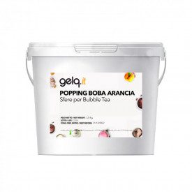 POPPING BOBA - ORANGE - BUBBLE TEA PEARLS | Gelq Ingredients | buckets of 3.5 kg. | Popping boba orange flavour: stuffed pearls 