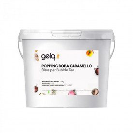 POPPING BOBA - CARAMEL - BUBBLE TEA PEARLS | Gelq Ingredients | buckets of 3.5 kg. | Popping boba caramel flavor: stuffed pearls