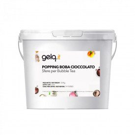 POPPING BOBA - CHOCOLATE - BUBBLE TEA PEARLS | Gelq Ingredients | buckets of 3.5 kg. | Popping boba chocolate flavor: stuffed pe