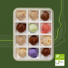 PASQUALINA 12 SCOMPARTI - SCATOLA ASPORTO GELATO RICICLATA Domogel | scatola da 32 pz. | Vaschetta per gelato a 12 scomparti con