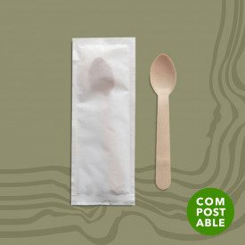 CUCCHIAI GRANITA IN LEGNO MOD. MIGNON IMBUSTATI SINGOLARMENTE CARTA COMPOSTABILE Domogel | scatola da 3000 pz. | Cucchiai per gr