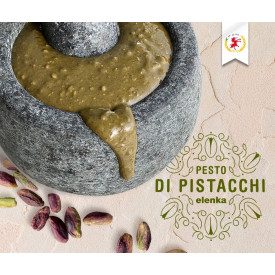 PISTACHIO PESTO ELENKA - GRAINY PASTE 2.5 Kg. | Elenka | Pack: bucket of 2,5 kg.; Product family: nut pastes | Preparation that 