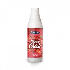 Buy TOPPING STRAWBERRY CROCK Rubicone | bottle of 1 kg. | Fluid sauce with a delicious strawberry flavor with fruits pieces.