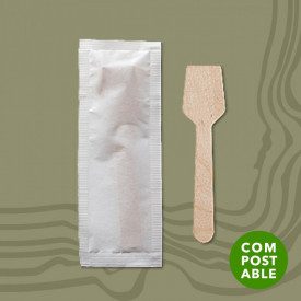 PALETTE IN LEGNO MOD. FLAT IMBUSTATE IN CARTA COMPOSTABILE Domogel | scatola da 5000 pz. | Cucchiaini per gelato in legno lunghe