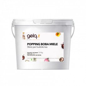 POPPING BOBA - HONEY - BUBBLE TEA PEARLS | Gelq Ingredients | buckets of 3.5 kg. | Popping boba HONEY flavour: stuffed pearls fo