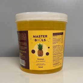BOBA - GUSTO ANANAS - PERLINE PER BUBBLE TEA - 1,3 Kg. | secchiello da 1,3 kg. | Boba al gusto ananas per la preparazione del ri
