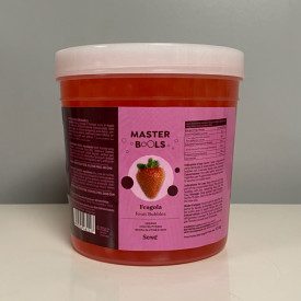BOBA - GUSTO FRAGOLA - PERLINE PER BUBBLE TEA - 1,3 Kg. | secchiello da 1,3 kg. | Boba al gusto di fragola per la preparazione d