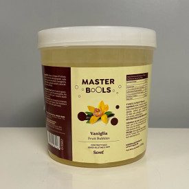 BOBA - GUSTO VANIGLIA - PERLINE PER BUBBLE TEA - 1,3 Kg. | secchiello da 1,3 kg. | Boba al gusto di vaniglia per la preparazione
