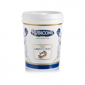 Buy CREMINO COOKIES'N'CREAM Rubicone | box of 10 kg. - 2 buckets of 5 kg. | Chocolate-flavored smooth cream with biscuit grains 