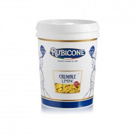 CREAMY LEMON CRUMBLE | Rubicone | Certifications: gluten free; Pack: box of 8 kg. - 2 buckets of 4 kg.; Product family: crumble 