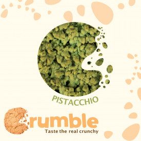 CREAMY PISTACHIO CRUMBLE | Rubicone | Certifications: gluten free; Pack: box of 8 kg. - 2 buckets of 4 kg.; Product family: crum