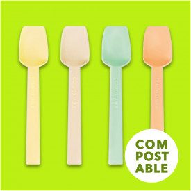 HAWAII COMPOST MULTICOLOR 9,5 CM - ICE CREAM SPOON | Polo Plast | Certifications: bio; Pack: box of 10 kg. - 5680 pcs.; Product 