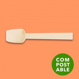 HAWAII COMPOST BEIGE 9,5 CM - ICE CREAM SPOON | Polo Plast | Certifications: bio; Pack: box of 10 kg. - 5680 pcs.; Product famil