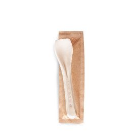 DUE31 COMPOST 9.5 CM. INDIVIDUALLY WRAPPED 5000 PCS. - ICE CREAM SPOON | Polo Plast | box of 5000 pz. | Compostable gelato spoon