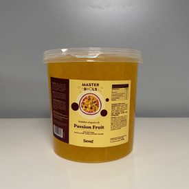 POPPING BOBA PASSION FRUIT 3,2 Kg. - SENG - BUBBLE TEA PEARLS | Seng Corporation | bucket of of 3,2 kg. | Passion fruit flavored