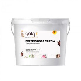 POPPING BOBA - GUSTO CILIEGIA - PALLINE PER BUBBLE TEA | Gelq Ingredients | secchiello da 3,5 kg. | Popping boba gusto ciliegia.