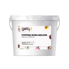 POPPING BOBA - GUSTO MELONE - PALLINE PER BUBBLE TEA | Gelq Ingredients | secchiello da 3,5 kg | Popping boba gusto melone. Pall