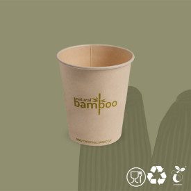 BAMBOO CC. 200 - COLD DRINK CUPS BIO COMPOSTABLE | Domogel | box of 1000 pcs. | Drink cup capacity 200 cc. made of BAMBOO FIBER 