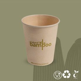 BAMBOO CC. 300 - COLD DRINK CUPS BIO COMPOSTABLE | Domogel | box of 1000 pcs. | Drink cup capacity 300 cc. made of BAMBOO FIBER 