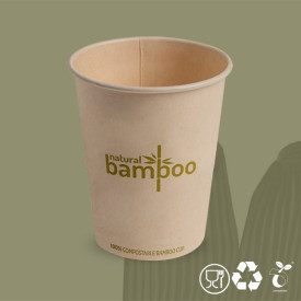BAMBOO CC. 450 - COLD DRINK CUPS BIO COMPOSTABLE | Domogel | box of 1000 pcs. | Drink cup capacity 450 cc. made of BAMBOO FIBER 
