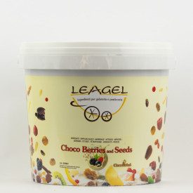 VARIEGATED CHOCO BERRIES AND SEEDS - 4 KG. WHITE CHOCOLATE SEEDS LEAGEL | Leagel | bucket of 4 kg. | Sensational sauce with whit