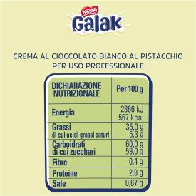 GALAK 3 KG PISTACHIO SPREADABLE CREAM FOR FILLING | Nestlé | 8000300424188 | Certifications: palm oil free, hydrogenated fat fre