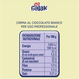 GALAK 3 KG WHITE CHOCOLATE SPREADABLE CREAM FOR FILLING | Nestlé | 8000300430219 | Certifications: gluten free, palm oil free; P