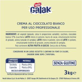 GALAK 3 KG WHITE CHOCOLATE SPREADABLE CREAM FOR FILLING | Nestlé | 8000300430219 | Certifications: gluten free, palm oil free; P