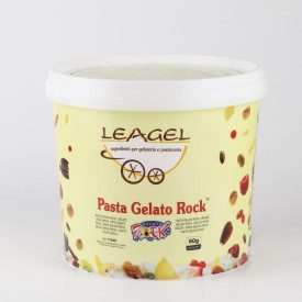 ROCK GELATO PASTE | Leagel | bucket of 3,5 kg. | Chocolate and crispy hazelnut ice cream paste. Certifications: gluten free; Pac