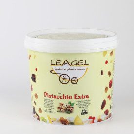 PISTACHIO EXTRA PASTE | Leagel | bucket of 3,5 kg. | Pistachio and almonds ice cream paste. Certifications: gluten free; Pack: b