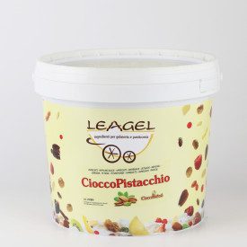 CIOCCOPISTACCHIO CREAM (PISTACHIO WHITE CHOCOLATE) | Leagel | bucket of 5 kg. | Pistachio chocolate cream enriched with crunchy 
