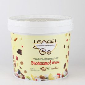 BUONISSIMO WHITE CREAM (WHITE CHOCOLATE AND WAFER) | Leagel | bucket of 4 kg. | White chocolate cream enriched with crispy wafer