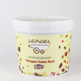 VARIEGATO GELATO ROCK | Leagel | secchiello da 5 kg. | Crema di cioccolato ricca di croccante granella di nocciole. Confezione: 