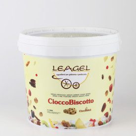 CIOCCOBISCOTTO CREAM (COOKIES CHOCOLATE) | Leagel | bucket of 5 kg. | Cream of cocoa and hazelnuts enriched with crispy biscuits