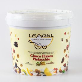 CHOCO FLAKES PISTACHIO RIPPLE CREAM | Leagel | bucket of 4 kg. | The crispy taste of corn flakes in a delicious pistachio cream 