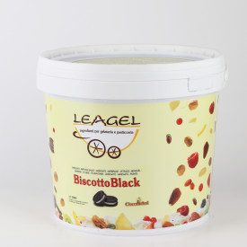 BISCOTTOBLACK CREAM (DARK BISCUIT CHOCOLATE) | Leagel | bucket of 5 kg. | Chocolate cream rich in crispy black biscuits. Pack: b