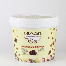 SOUR CHERRIES IN SYRUP | Leagel | bucket of 6 kg. | Sour cherries in syrup to variegate and decorate. Certifications: gluten fre