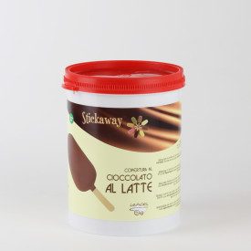 STICKAWAY MILK CHOCOLATE 1.2 KG. - ICE CREAM STICK COVERING LEAGEL | Leagel | bucket of 1,2 kg. | Milk chocolate covering. Certi