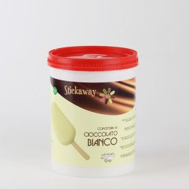 STICKAWAY WHITE CHOCOLATE 1.2 KG. - ICE CREAM STICK COVERING LEAGEL | Leagel | bucket of 1,2 kg. | Covering, white chocolate tas