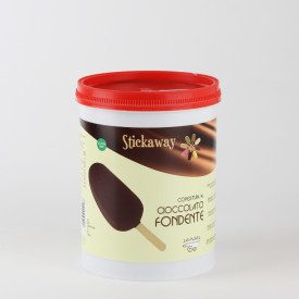 STICKAWAY DARK CHOCOLATE 1.2 KG. - ICE CREAM STICK COVERING LEAGEL | Leagel | bucket of 1,2 kg. | Dark Chocolate covering. Certi