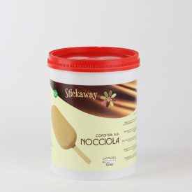 STICKAWAY PURE HAZELNUT 1.2 KG. - ICE CREAM STICK COVERING LEAGEL | Leagel | bucket of 1,2 kg. | White chocolate with hazelnut c