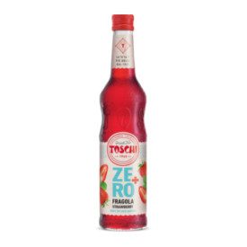 SCIROPPO FRAGOLA ZERO+ | Toschi Vignola | Certificazioni: senza glutine, vegan, senza zucchero; Confezione: 6 bottiglie da 0,56 